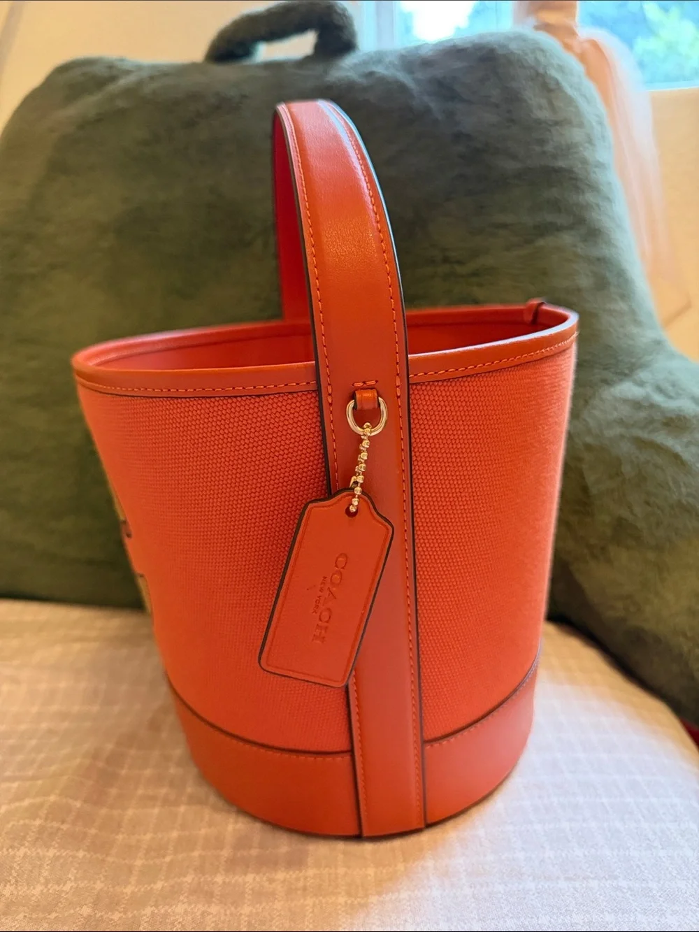 Coach Orange Glitter Jack-O'-Lantern Bucket Bag